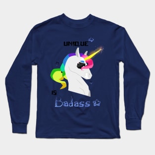 Unique is badass - Unicorn - Blue Long Sleeve T-Shirt